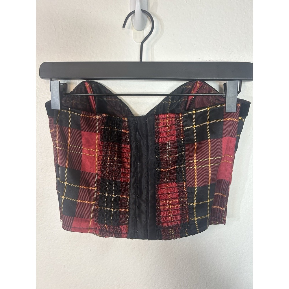 NWT Victoria Secert Gold Label Silk Plaid Strapless Corset Small Velvet VTG - Picture 3 of 6